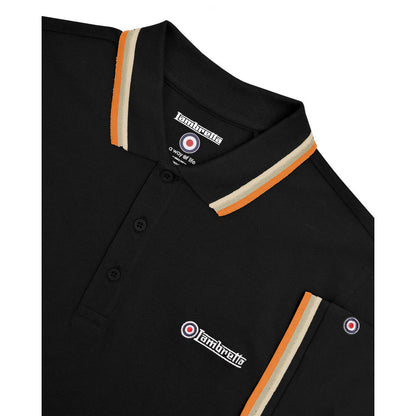 Black-Stone-Cashew-Orange - Lifestyle - Lambretta Mens Triple Tipped Polo Shirt
