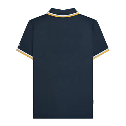 Navy-White-Cashew-Gold - Back - Lambretta Mens Triple Tipped Polo Shirt