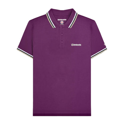 Winter Bloom-White-Navy-Cashew - Front - Lambretta Mens Triple Tipped Polo Shirt