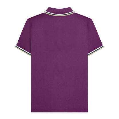 Winter Bloom-White-Navy-Cashew - Back - Lambretta Mens Triple Tipped Polo Shirt