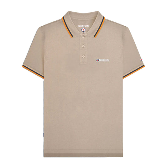 Cashew-Stone-Navy-Orange - Front - Lambretta Mens Triple Tipped Polo Shirt