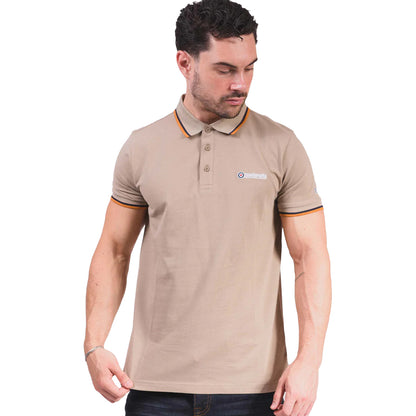 Cashew-Stone-Navy-Orange - Lifestyle - Lambretta Mens Triple Tipped Polo Shirt