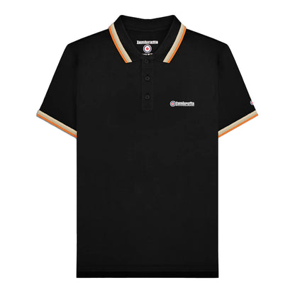 Black-Stone-Cashew-Orange - Front - Lambretta Mens Triple Tipped Polo Shirt