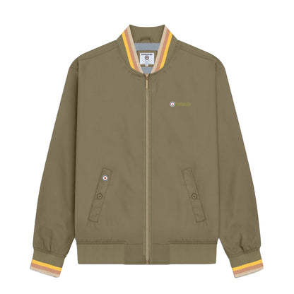 Khaki-Gold-Tobacco-Cream - Front - Lambretta Mens Monkey Triple Tipped Jacket