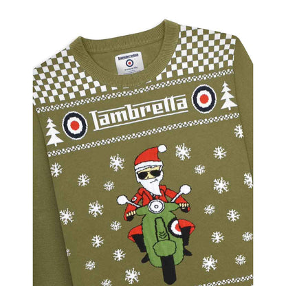Khaki - Side - Lambretta Mens AW25 Scooter Christmas Jumper