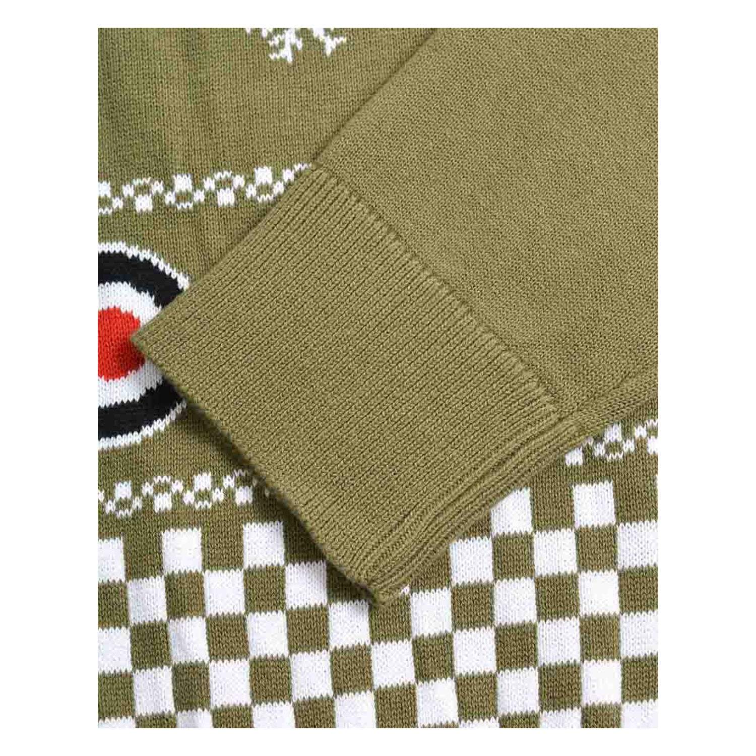 Khaki - Pack Shot - Lambretta Mens AW25 Scooter Christmas Jumper
