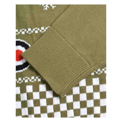 Khaki - Pack Shot - Lambretta Mens AW25 Scooter Christmas Jumper