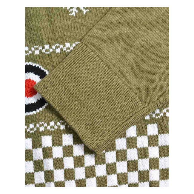 Khaki - Pack Shot - Lambretta Mens AW25 Scooter Christmas Jumper