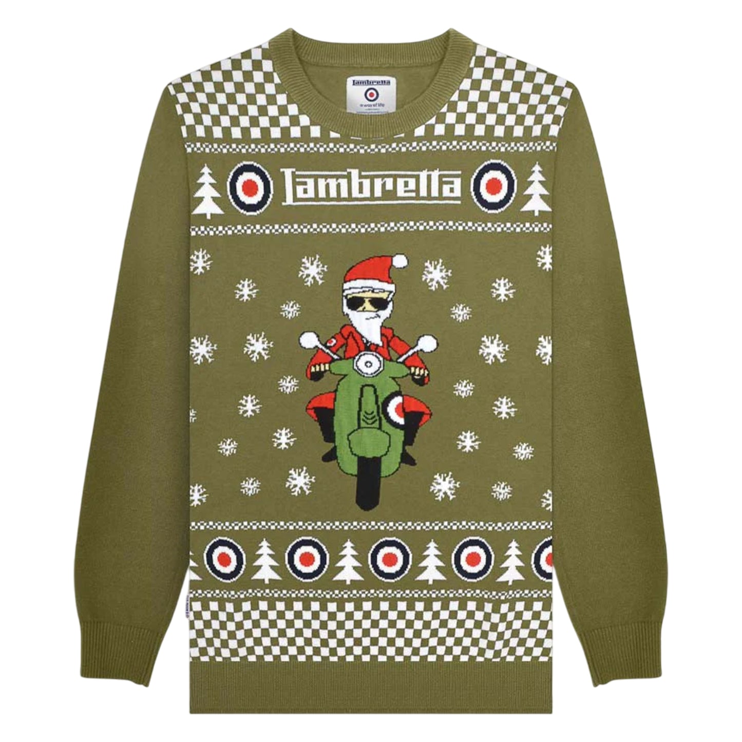 Khaki - Front - Lambretta Mens AW25 Scooter Christmas Jumper