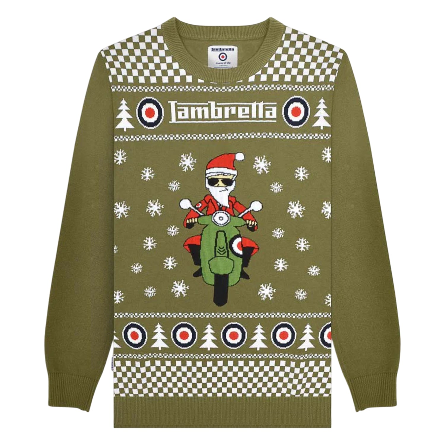 Khaki - Front - Lambretta Mens AW25 Scooter Christmas Jumper
