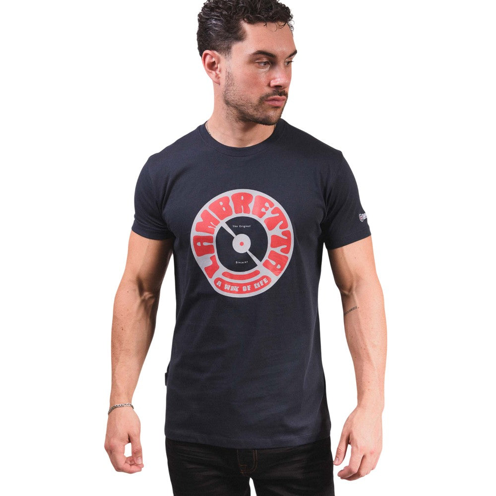 Navy - Pack Shot - Lambretta Mens Vinyl Record T-Shirt