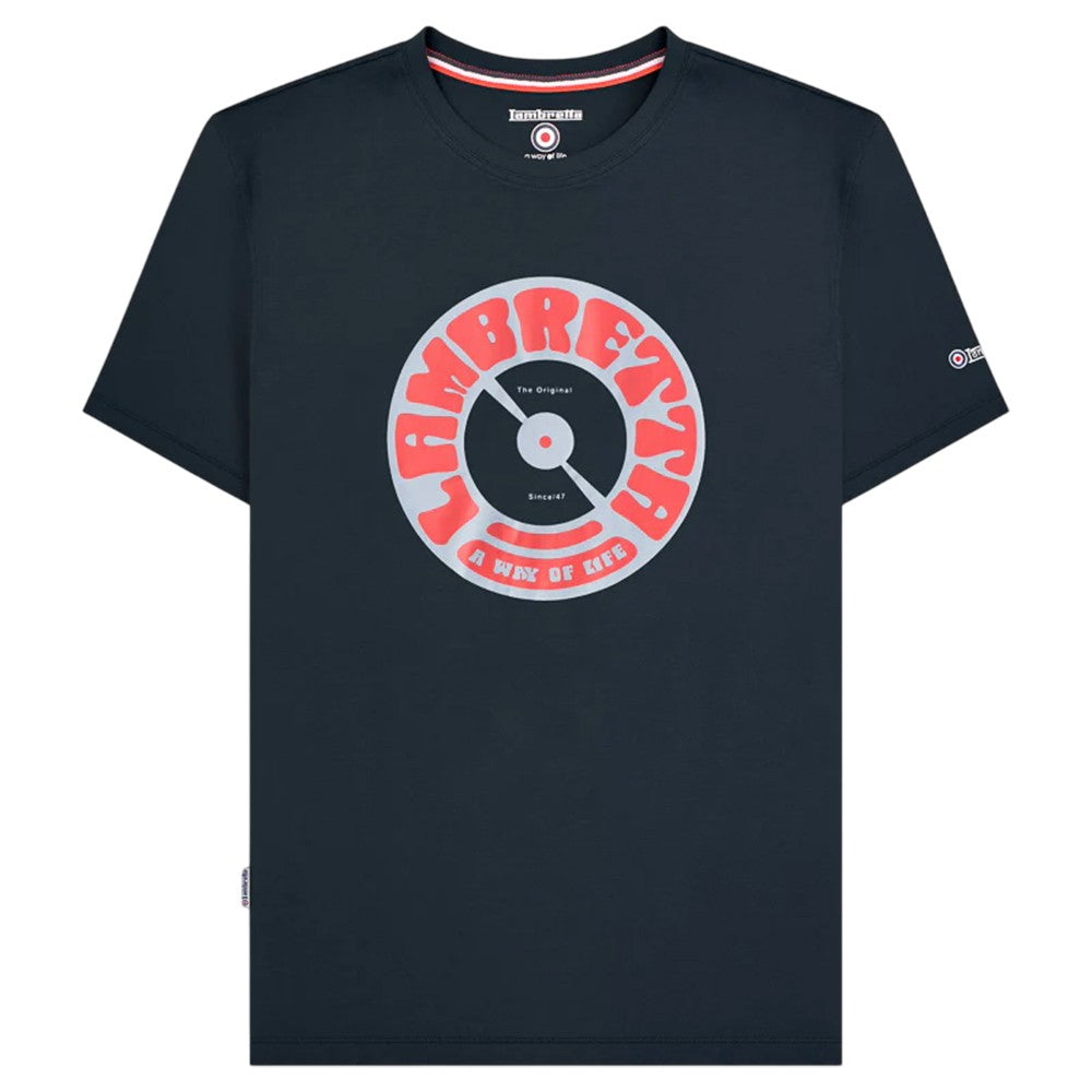 Navy - Front - Lambretta Mens Vinyl Record T-Shirt