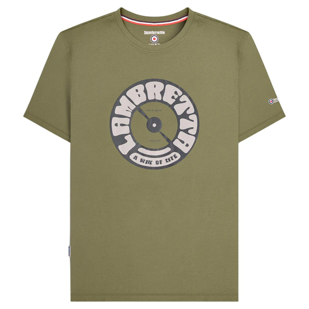 Khaki - Front - Lambretta Mens Vinyl Record T-Shirt