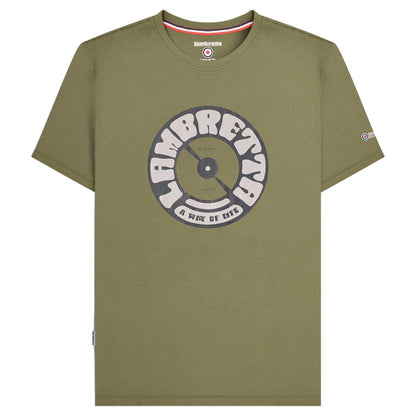 Khaki - Front - Lambretta Mens Vinyl Record T-Shirt