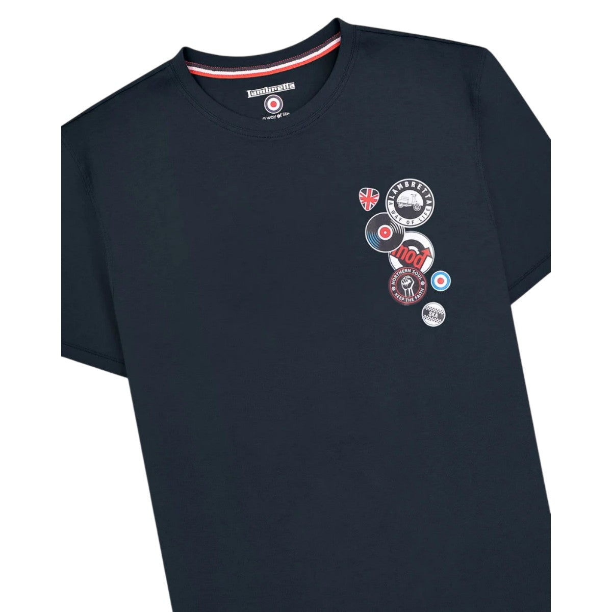 Navy - Side - Lambretta Mens Badge T-Shirt