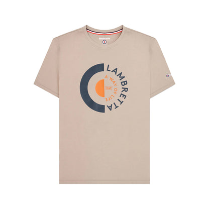Stone - Front - Lambretta Mens Target T-Shirt