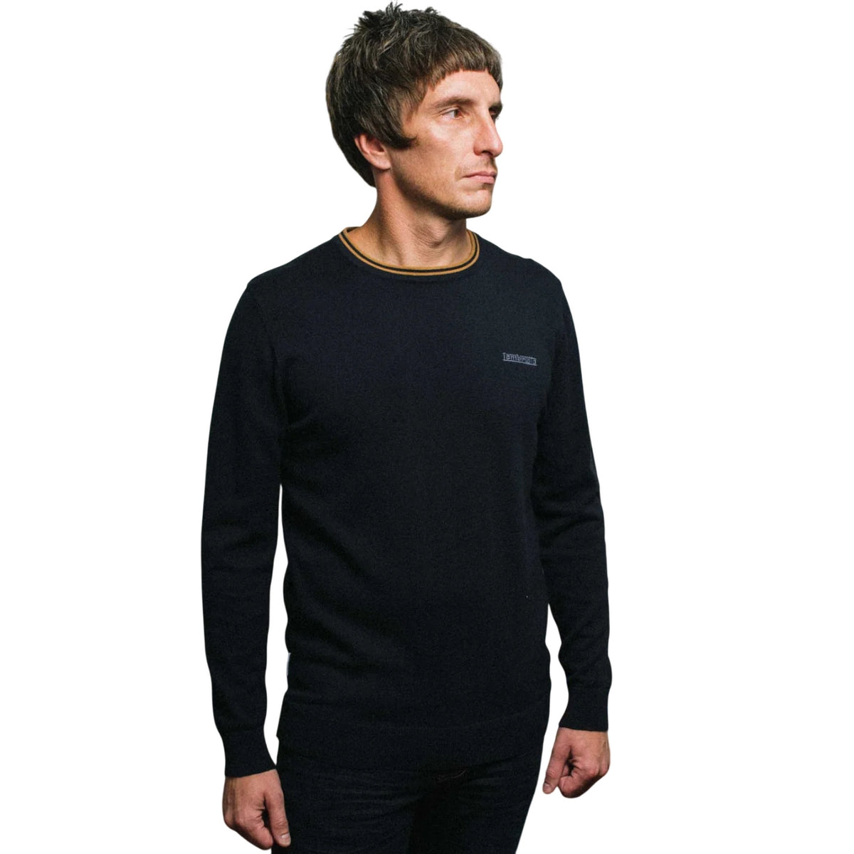 Iron-Black - Lifestyle - Lambretta Mens Tipped Knitted Jumper