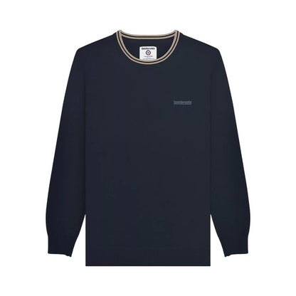 Navy-Stone - Front - Lambretta Mens Tipped Knitted Jumper