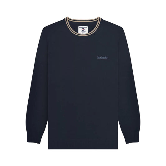 Navy-Stone - Front - Lambretta Mens Tipped Knitted Jumper