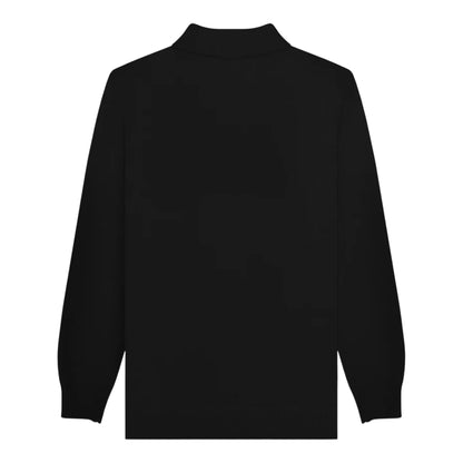 Black-Stone - Back - Lambretta Mens AW25 Vintage Panelled Long-Sleeved Polo Shirt