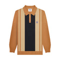 Black-Stone - Front - Lambretta Mens AW25 Vintage Panelled Long-Sleeved Polo Shirt