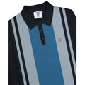 Navy-Iron - Side - Lambretta Mens AW25 Vintage Panelled Long-Sleeved Polo Shirt