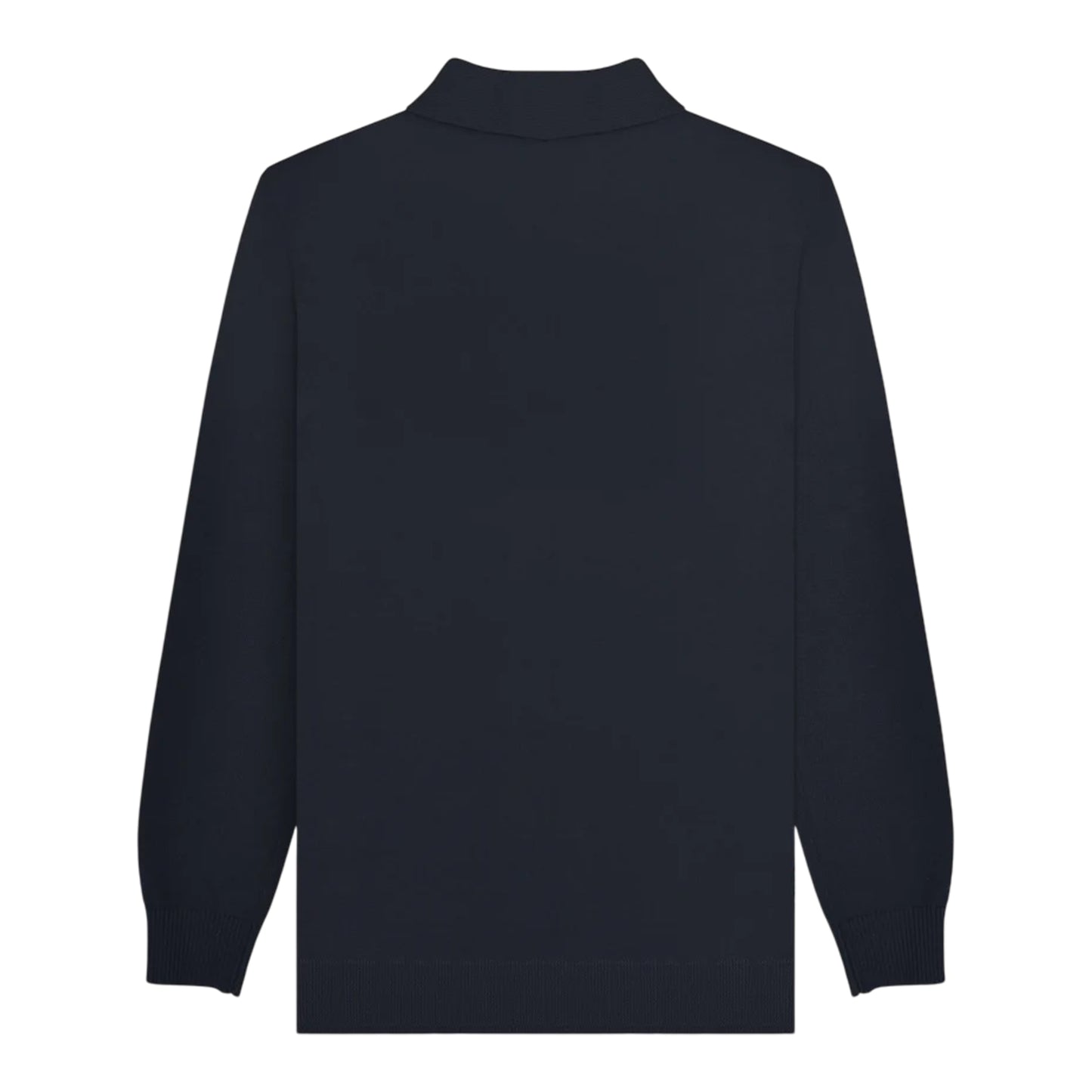Navy-Iron - Back - Lambretta Mens AW25 Vintage Panelled Long-Sleeved Polo Shirt