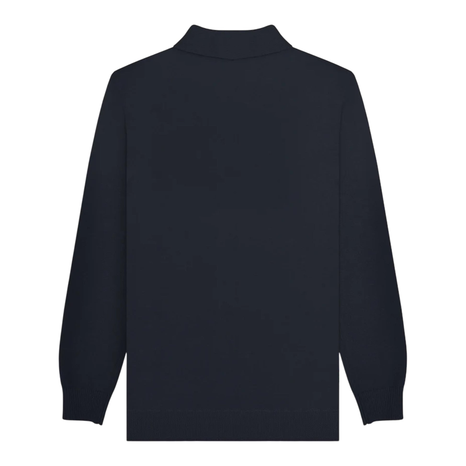 Navy-Iron - Back - Lambretta Mens AW25 Vintage Panelled Long-Sleeved Polo Shirt