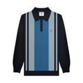 Navy-Iron - Front - Lambretta Mens AW25 Vintage Panelled Long-Sleeved Polo Shirt