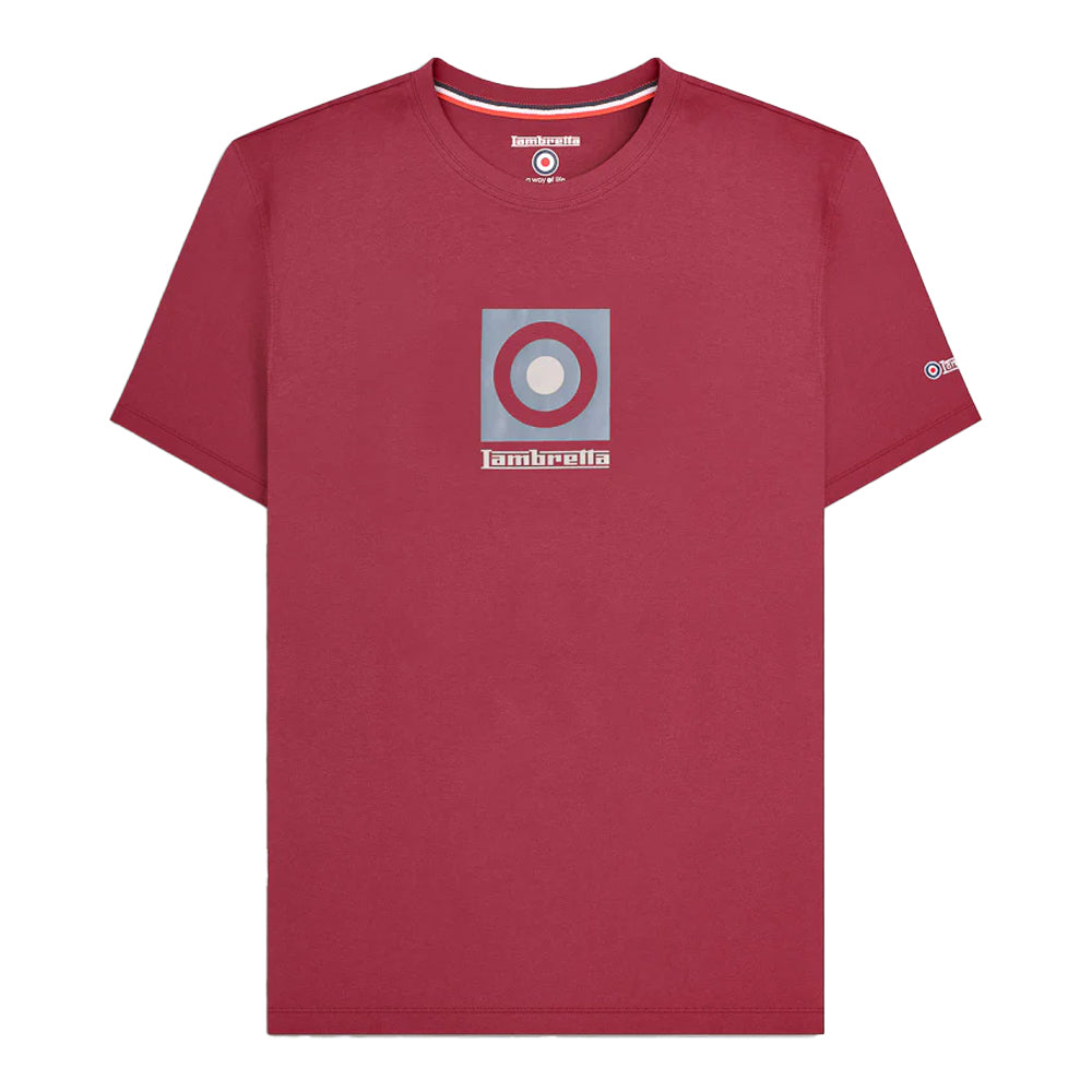 Burgundy - Front - Lambretta Mens Box Logo T-Shirt