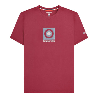Burgundy - Front - Lambretta Mens Box Logo T-Shirt