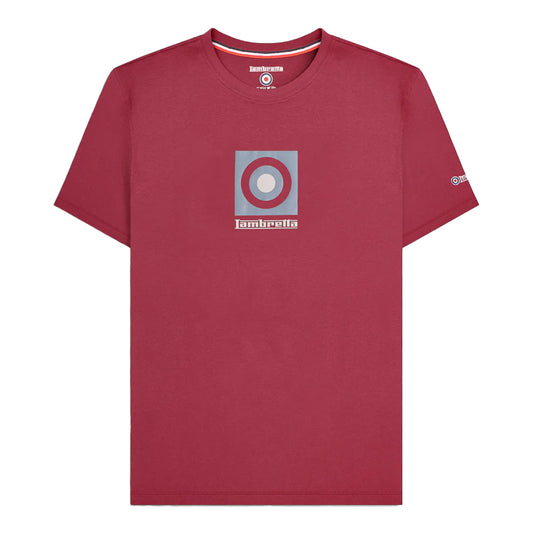 Burgundy - Front - Lambretta Mens Box Logo T-Shirt