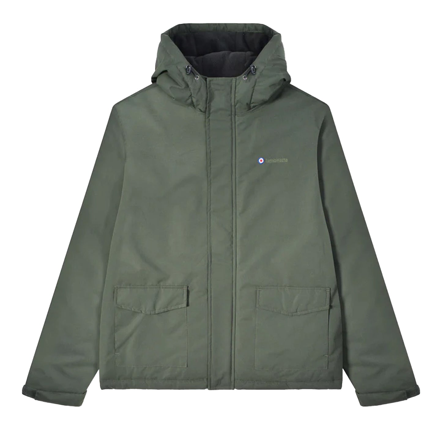 Khaki Green - Front - Lambretta Mens AW25 Hooded Padded Jacket