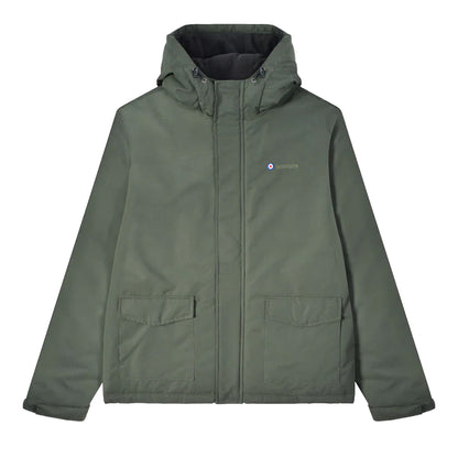 Khaki Green - Front - Lambretta Mens AW25 Hooded Padded Jacket