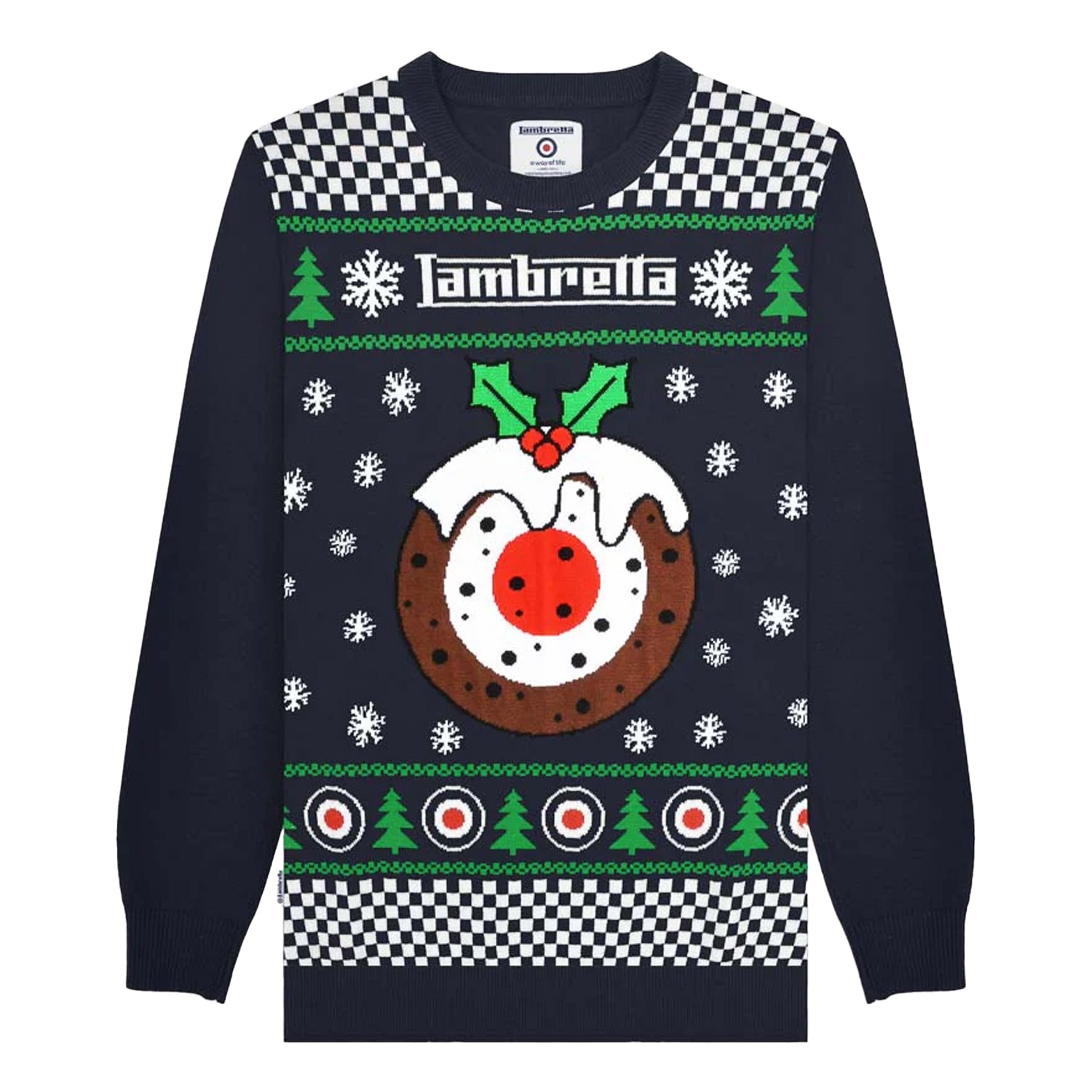 Navy - Front - Lambretta Mens AW25 Target Christmas Jumper