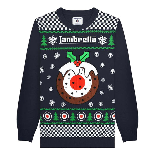 Navy - Front - Lambretta Mens AW25 Target Christmas Jumper