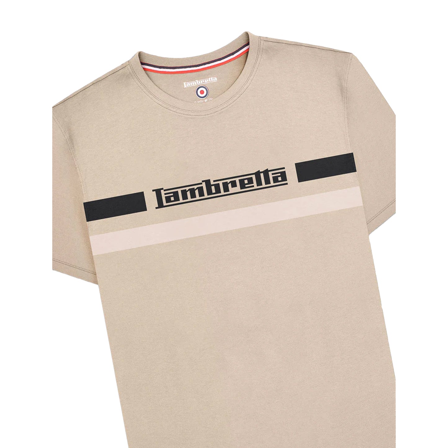 Cashew - Side - Lambretta Mens Chest Stripe T-Shirt