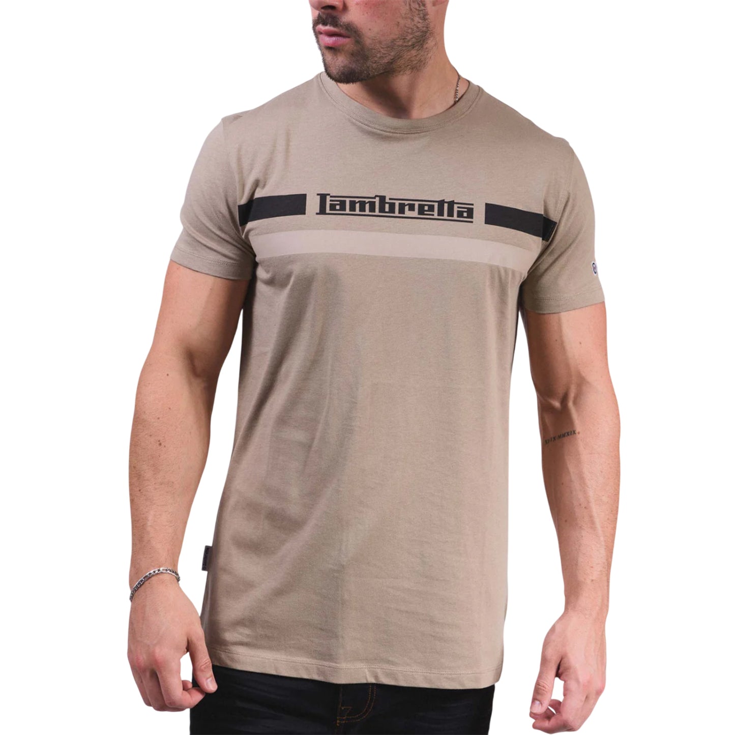 Cashew - Pack Shot - Lambretta Mens Chest Stripe T-Shirt