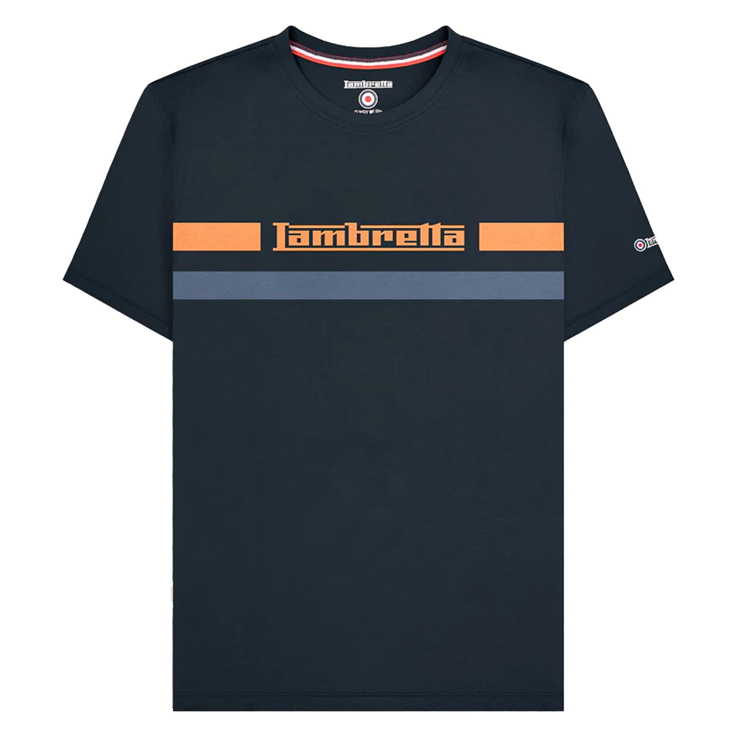 Navy - Front - Lambretta Mens Chest Stripe T-Shirt
