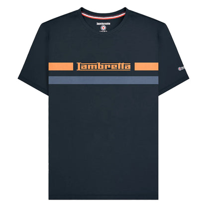 Navy - Front - Lambretta Mens Chest Stripe T-Shirt