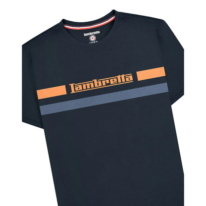 Navy - Side - Lambretta Mens Chest Stripe T-Shirt