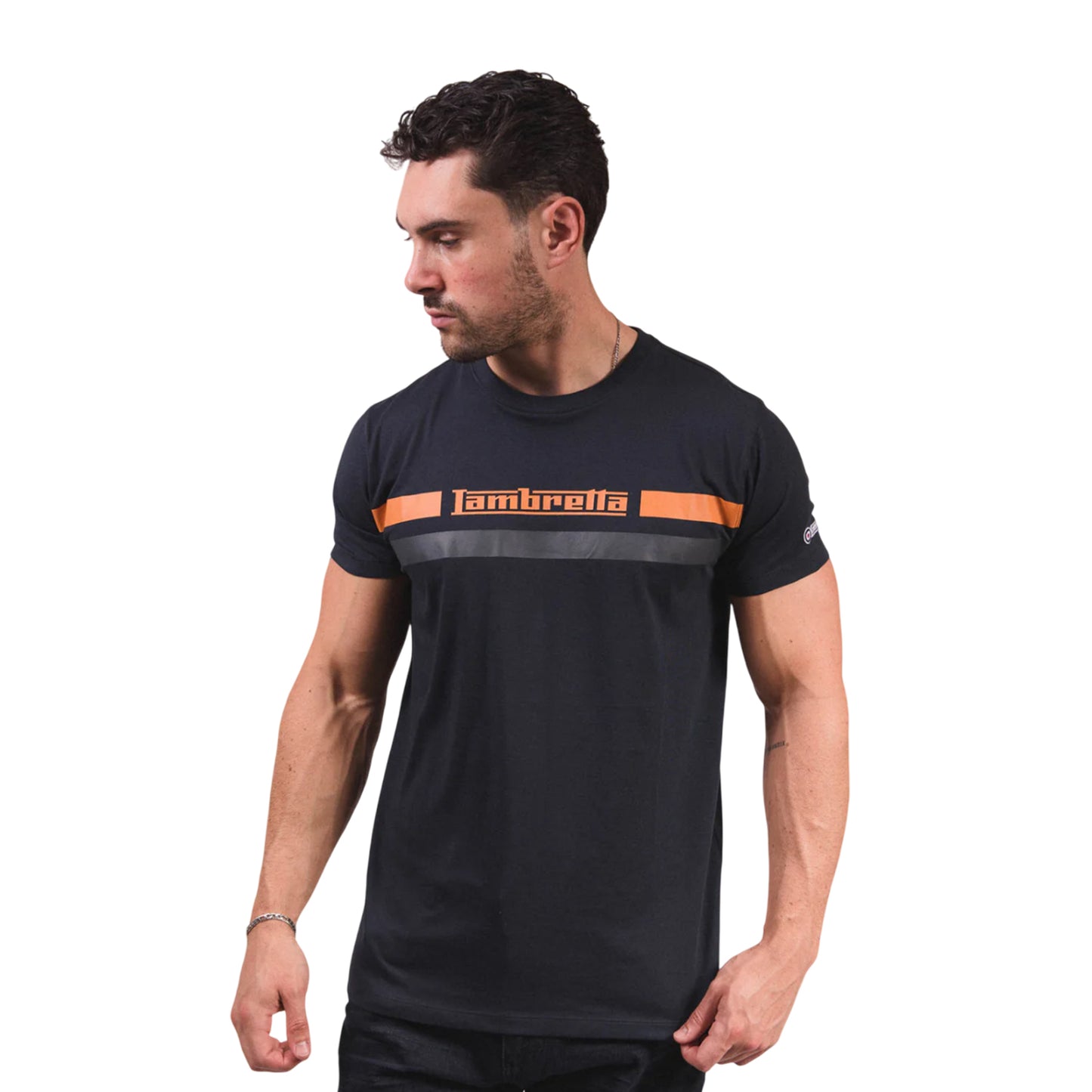 Navy - Pack Shot - Lambretta Mens Chest Stripe T-Shirt