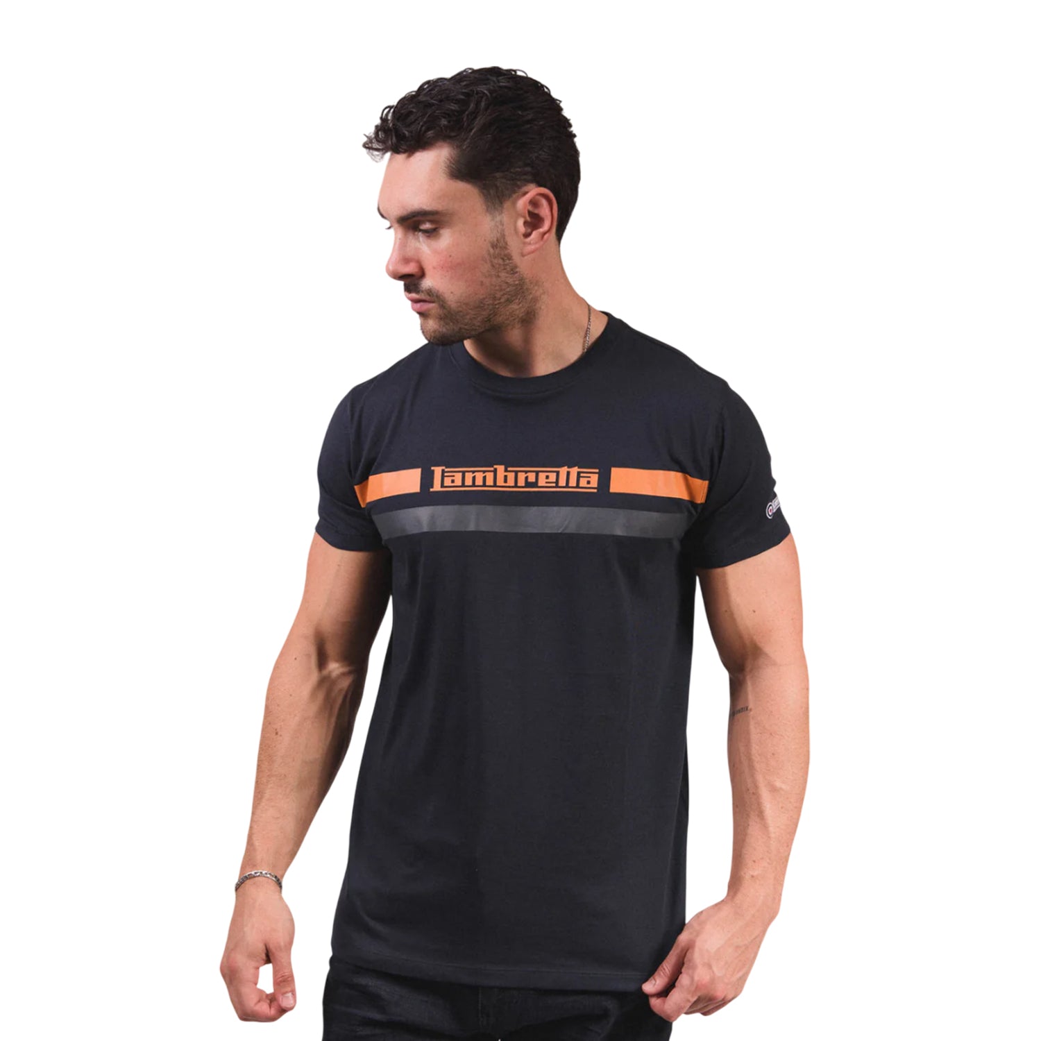 Navy - Pack Shot - Lambretta Mens Chest Stripe T-Shirt