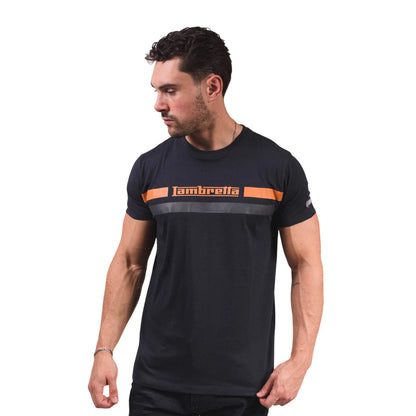 Navy - Pack Shot - Lambretta Mens Chest Stripe T-Shirt