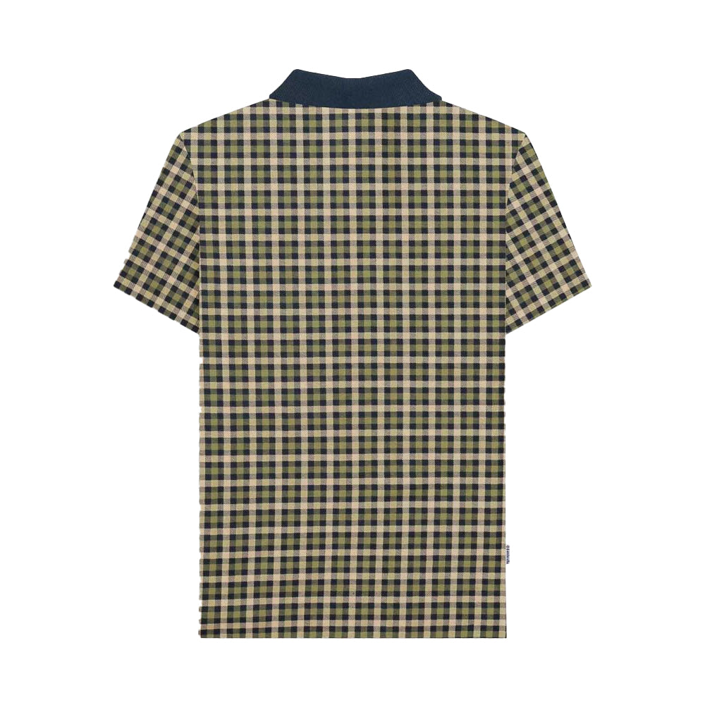 Navy - Back - Lambretta Mens AW25 Checked Polo Shirt
