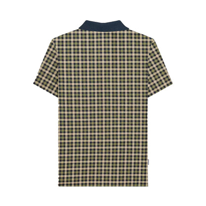 Navy - Back - Lambretta Mens AW25 Checked Polo Shirt