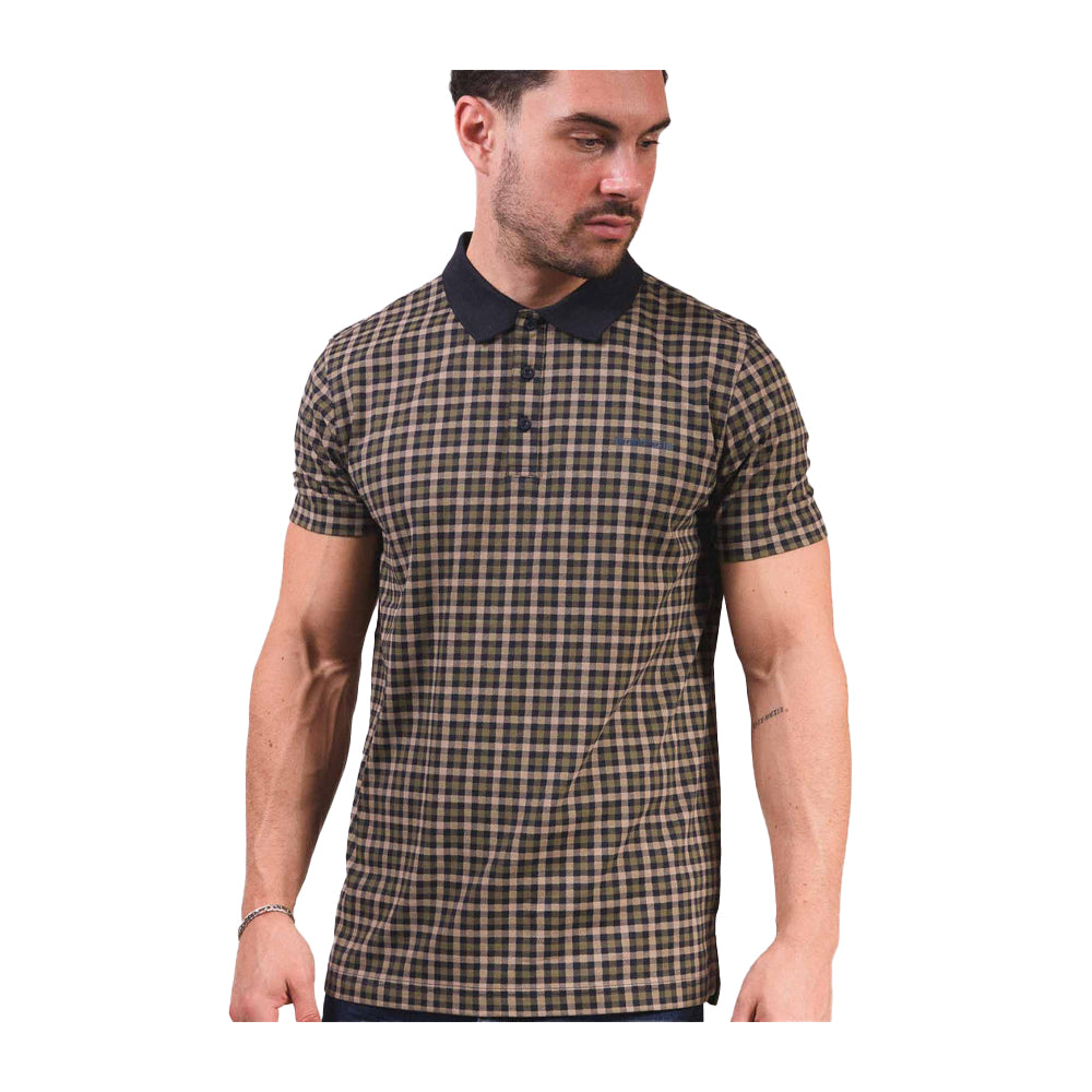 Navy - Lifestyle - Lambretta Mens AW25 Checked Polo Shirt