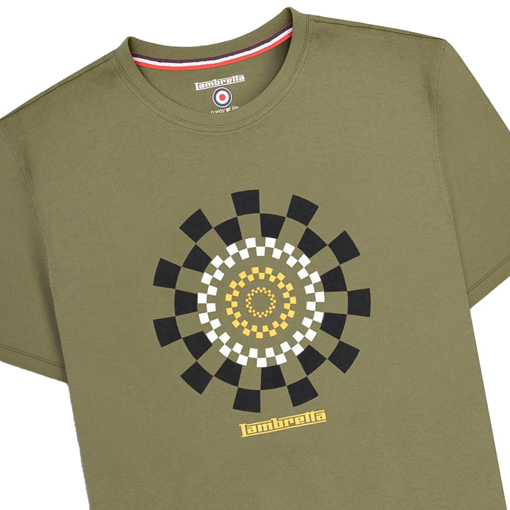 Khaki Green - Side - Lambretta Mens AW25 Track T-Shirt
