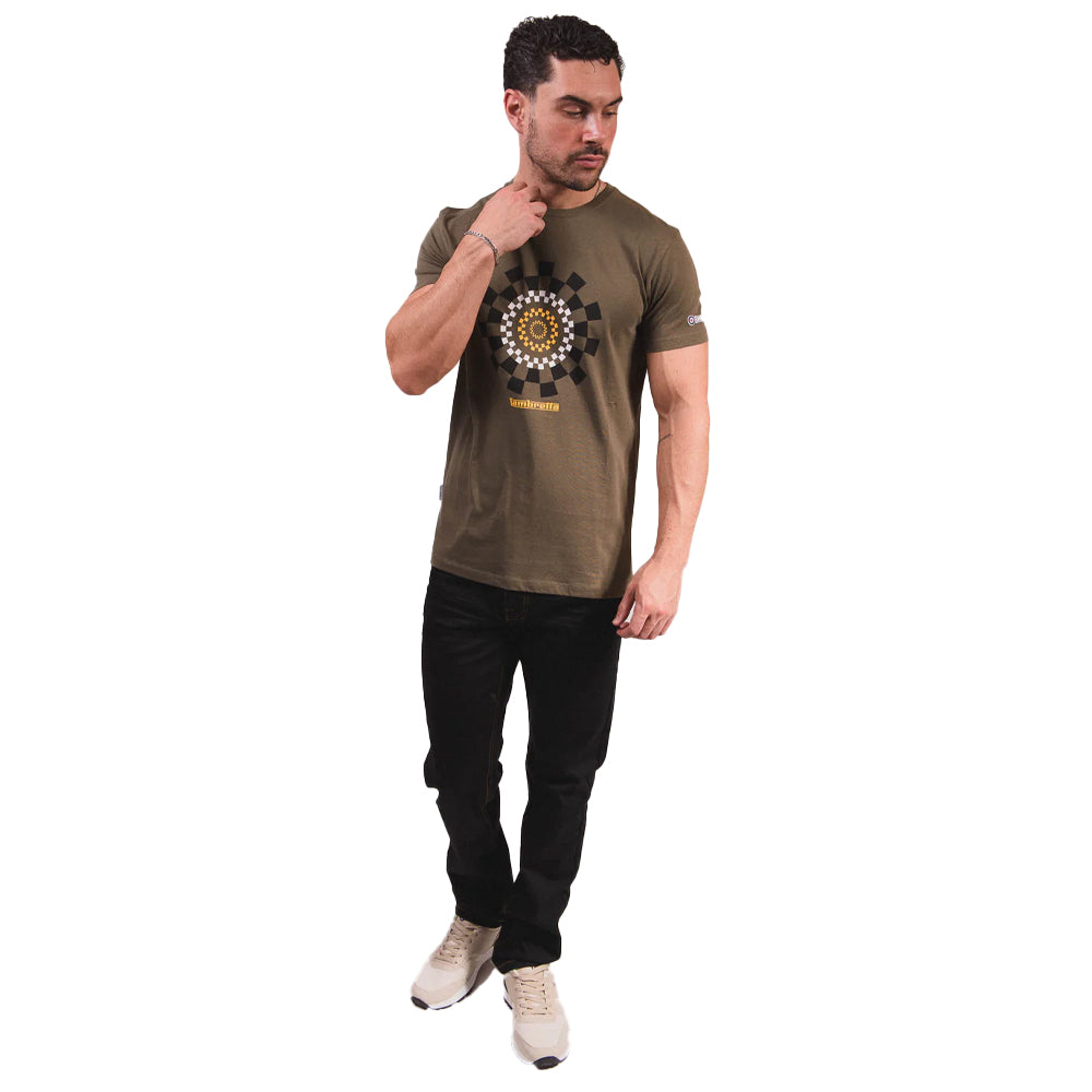 Khaki Green - Lifestyle - Lambretta Mens AW25 Track T-Shirt