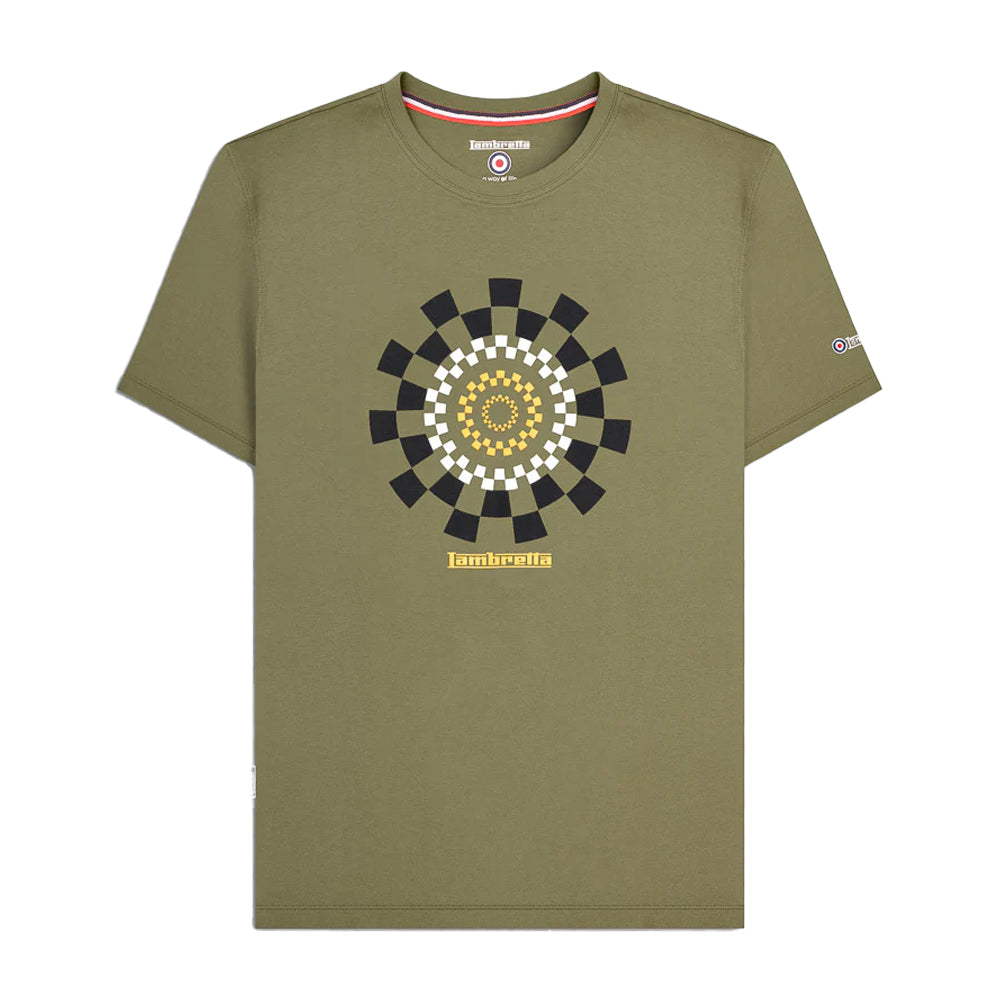 Khaki Green - Front - Lambretta Mens AW25 Track T-Shirt